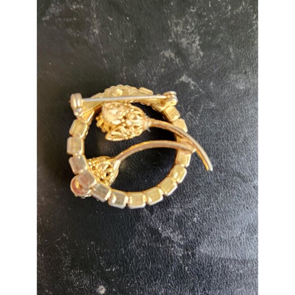 Round Floral Tulip Brooch Surrounded by Yellow Topaz Colour - Picture 8 of 10